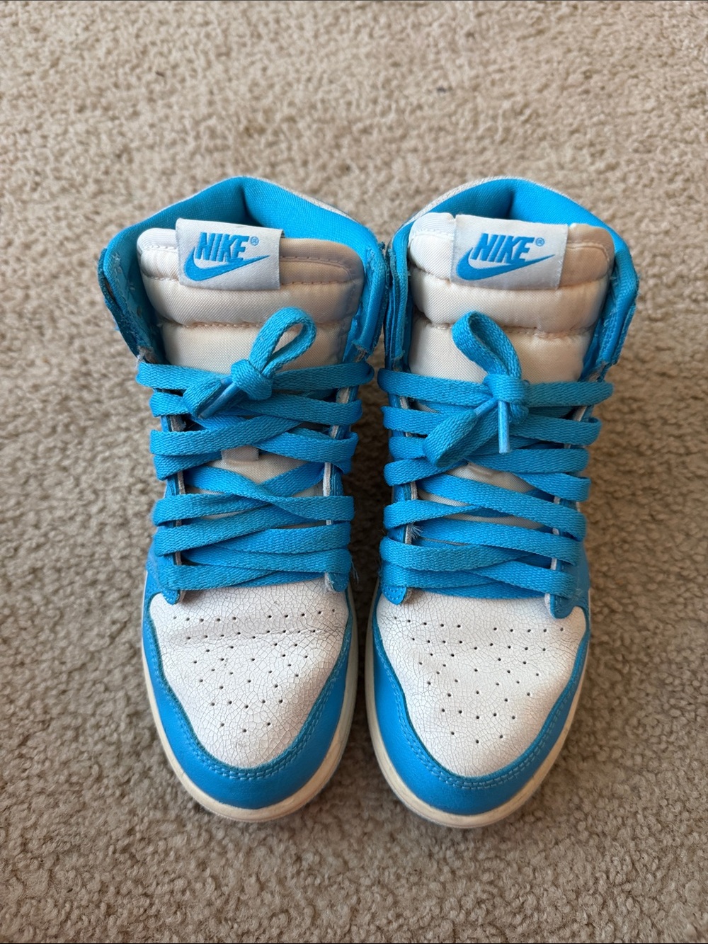 Nike Kids High-Top Sneakers - White & Bright Blue